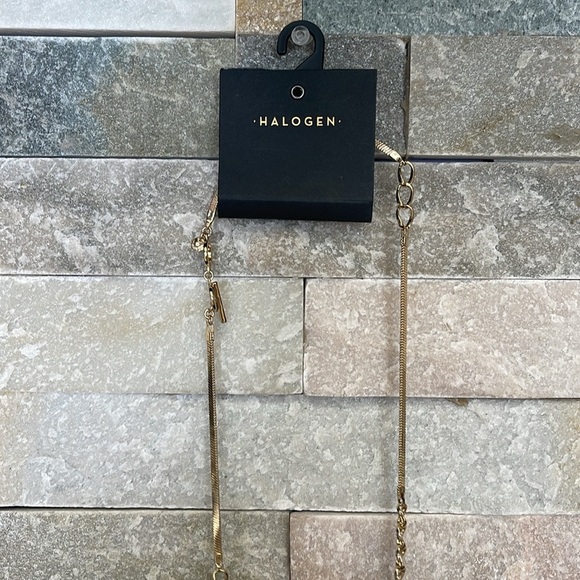 HALOGEN Inset Curb Chain Long Necklace - Picture 7 of 8